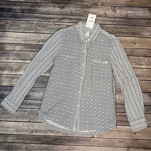 NWT RVCA - Geometric Black & White Button Down Shirt, Size Small - Picture 1 of 10